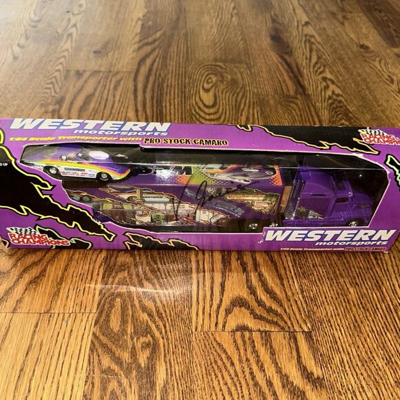 1999 Racing Champions Transporter With Pro Stock Camaro 1:64 Signed Vtg - Picture 1 of 4